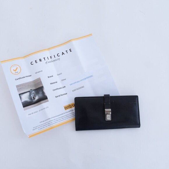 Gucci Handbags - Vintage Gucci Black Leather Long Bifold Flap Silver-Tone Hardware Wallet